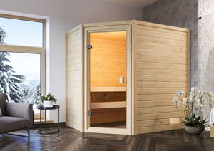 Sauna Jella Massivholzsauna, Eckeinstieg