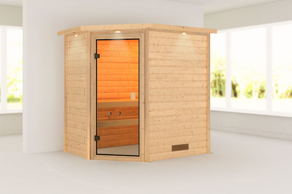 Sauna Jella Massivholzsauna, Eckeinstieg