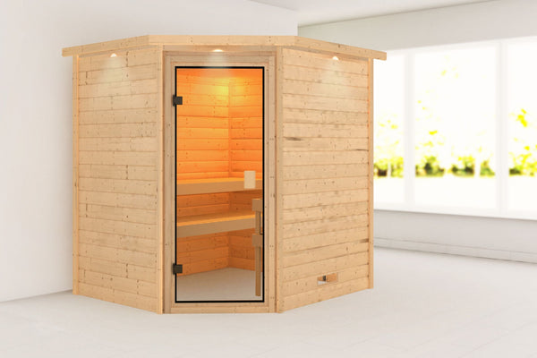 Sauna Elea Massivholzsauna, Eckeinstieg