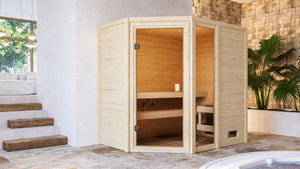 Sauna Jada Massivholzsauna, Eckeinstieg