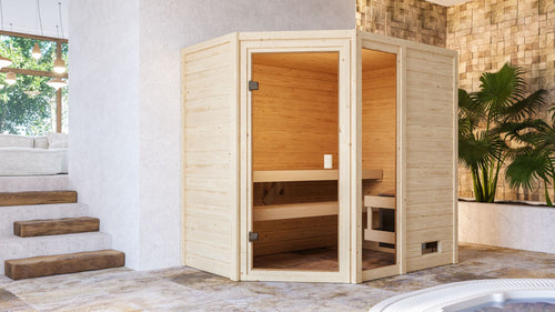 Sauna Jada Massivholzsauna, Eckeinstieg