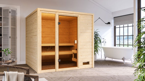 Sauna Jutta Massivholzsauna, Fronteinstieg