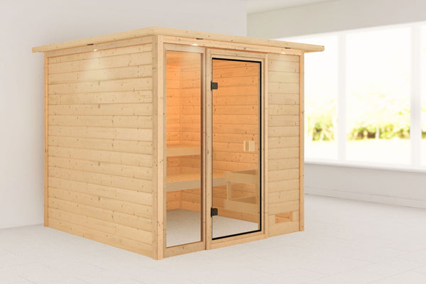 Sauna Jutta Massivholzsauna, Fronteinstieg