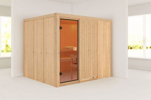 Sauna Nybro Systemsauna, Fronteinstieg, ohne Kranz mit bronzierter Tür und