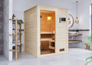 Sauna Sandra Massivholzsauna, Fronteinstieg