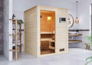 Sauna Sandra Massivholzsauna, Fronteinstieg