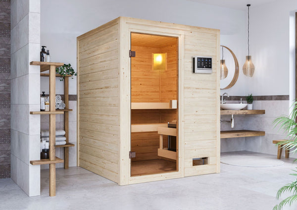 Sauna Sandra Massivholzsauna, Fronteinstieg