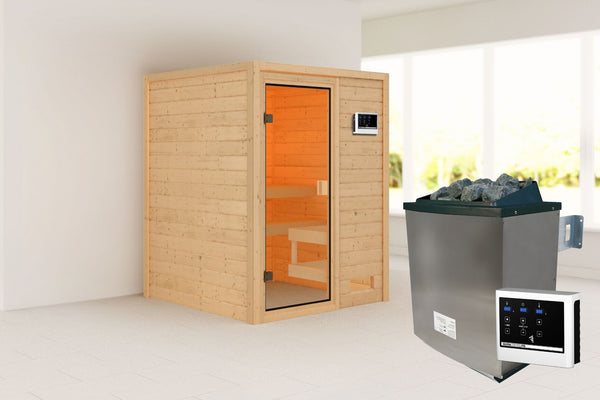 Sauna Sandra Massivholzsauna, Fronteinstieg
