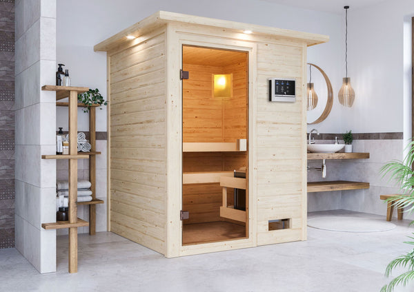 Sauna Sandra Massivholzsauna, Fronteinstieg
