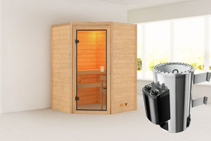 Sauna Antonia Massivholzsauna, Eckeinstieg