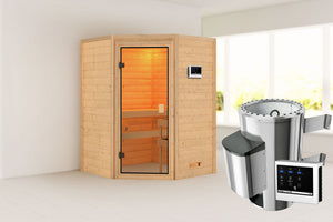 Sauna Antonia Massivholzsauna, Eckeinstieg