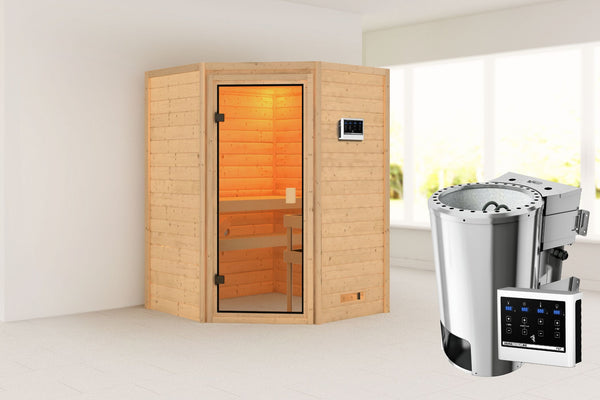 Sauna Antonia Massivholzsauna, Eckeinstieg