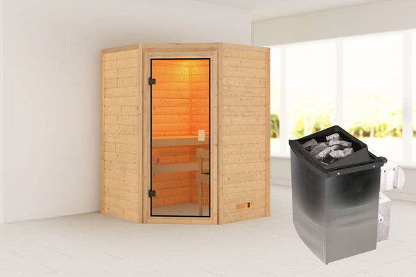 Sauna Antonia Massivholzsauna, Eckeinstieg