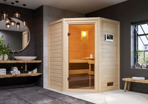 Sauna Antonia Massivholzsauna, Eckeinstieg