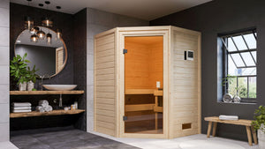 Sauna Antonia Massivholzsauna, Eckeinstieg