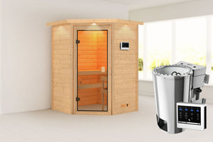 Sauna Antonia Massivholzsauna, Eckeinstieg