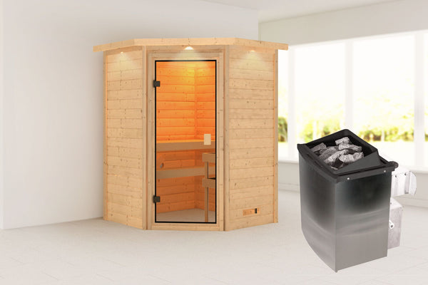 Sauna Antonia Massivholzsauna, Eckeinstieg