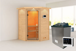 Sauna Antonia Massivholzsauna, Eckeinstieg
