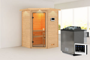 Sauna Antonia Massivholzsauna, Eckeinstieg
