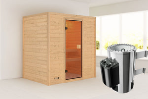 Sauna Selena Massivholzsauna, Fronteinstieg