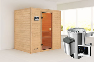 Sauna Selena Massivholzsauna, Fronteinstieg