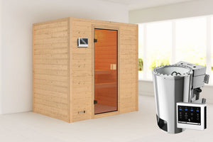 Sauna Selena Massivholzsauna, Fronteinstieg