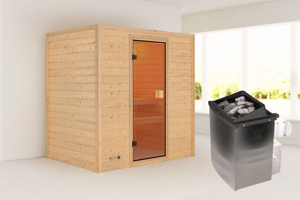 Sauna Selena Massivholzsauna, Fronteinstieg