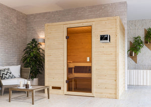 Sauna Selena Massivholzsauna, Fronteinstieg