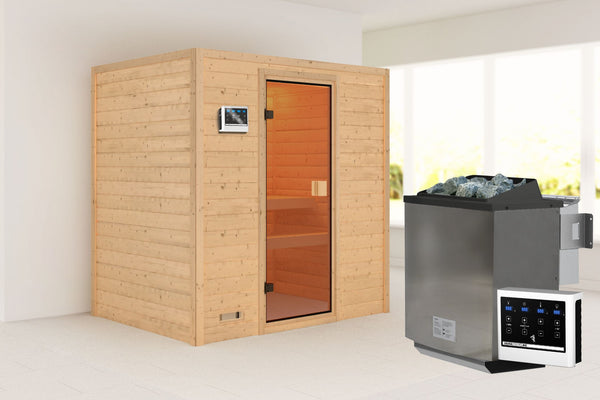Sauna Selena Massivholzsauna, Fronteinstieg