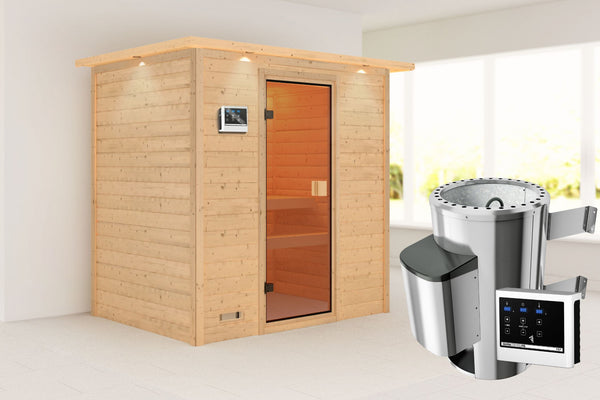 Sauna Selena Massivholzsauna, Fronteinstieg