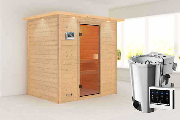 Sauna Selena Massivholzsauna, Fronteinstieg