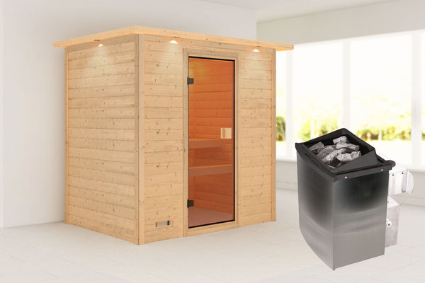 Sauna Selena Massivholzsauna, Fronteinstieg