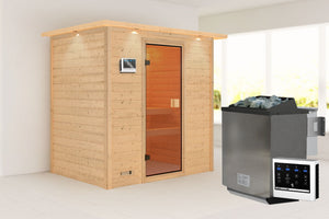 Sauna Selena Massivholzsauna, Fronteinstieg
