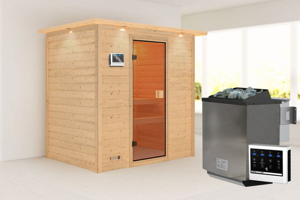 Sauna Selena Massivholzsauna, Fronteinstieg