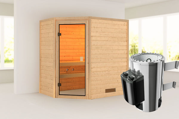 Sauna Jella Massivholzsauna, Eckeinstieg