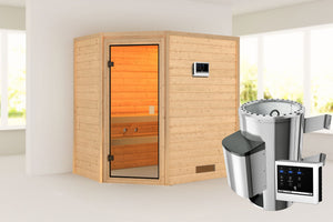 Sauna Jella Massivholzsauna, Eckeinstieg
