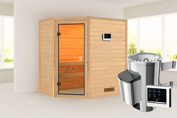 Sauna Jella Massivholzsauna, Eckeinstieg