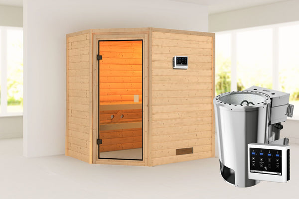Sauna Jella Massivholzsauna, Eckeinstieg