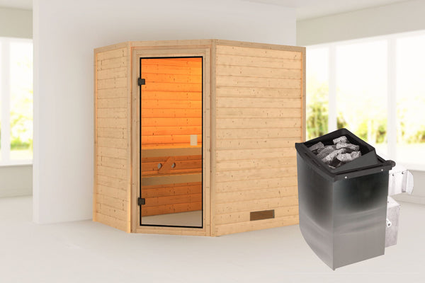 Sauna Jella Massivholzsauna, Eckeinstieg