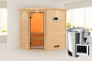 Sauna Jella Massivholzsauna, Eckeinstieg