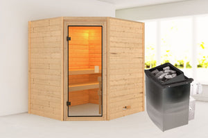 Sauna Elea Massivholzsauna, Eckeinstieg