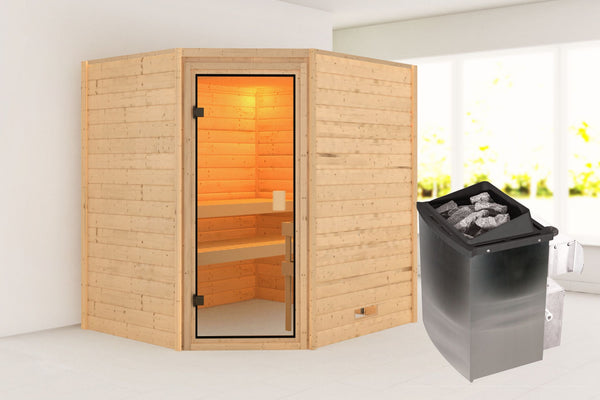 Sauna Elea Massivholzsauna, Eckeinstieg