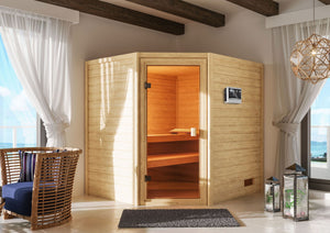 Sauna Elea Massivholzsauna, Eckeinstieg