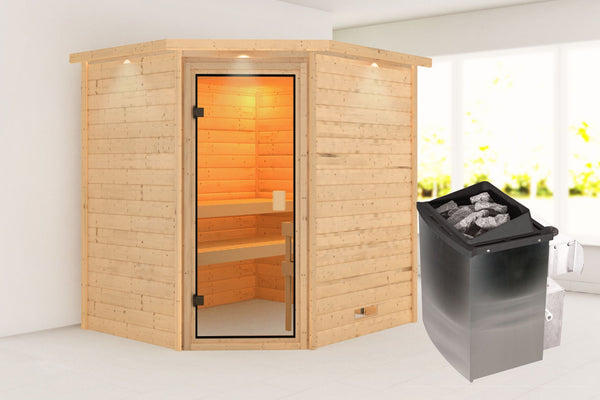 Sauna Elea Massivholzsauna, Eckeinstieg