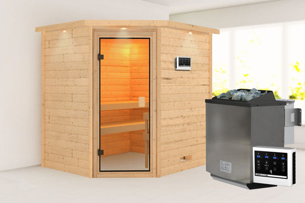 Sauna Elea Massivholzsauna, Eckeinstieg