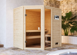 Sauna Jada Massivholzsauna, Eckeinstieg