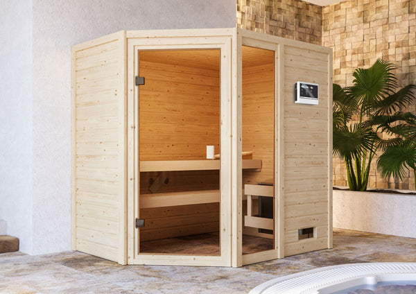 Sauna Jada Massivholzsauna, Eckeinstieg