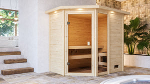 Sauna Jada Massivholzsauna, Eckeinstieg