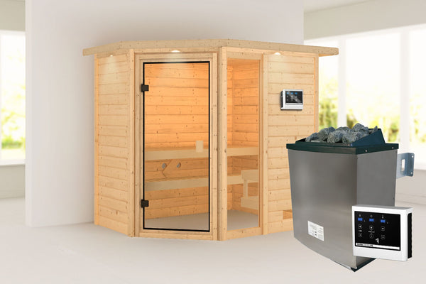 Sauna Jada Massivholzsauna, Eckeinstieg