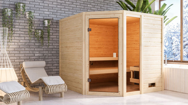 Sauna Tabea Massivholzsauna, Eckeinstieg
